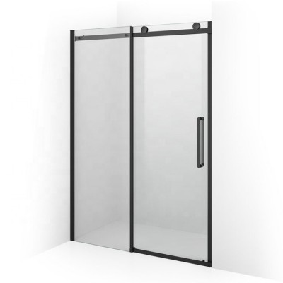 8mm Tempered Safety Glass Matte Black Frameless Sliding Shower Doors