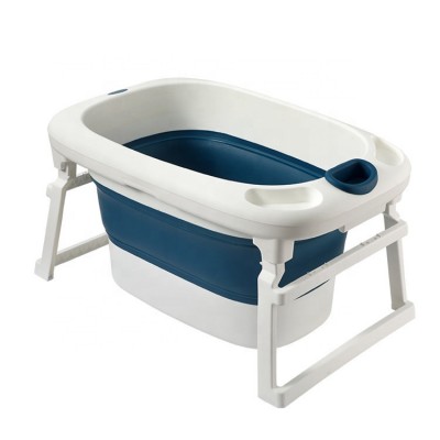 Blue Red Plastic TPR Portable Foldable Baby Bathtub