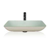 Fancy rectangle shaped matte white tempered glass sink bowl face wash basin