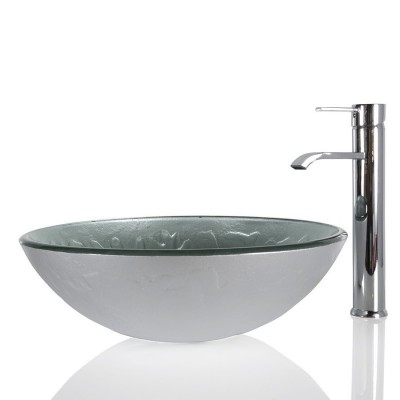 Simply Silver Round Solid Tempered Glass Basins for Bathrooms