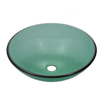 Cheap Vanity Small Hand Washing Sink Green Glass Bathroom Basin